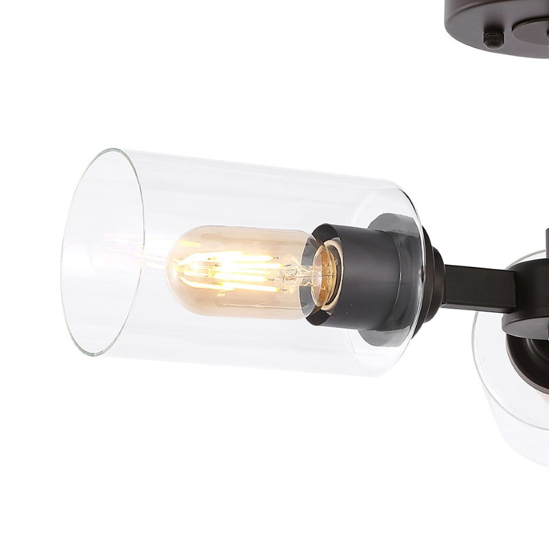 Jaymes 20" Farmhouse Industrial Iron Cylinder LED Semi Flush Mount - JONATHAN Y