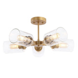 Jaymes 20" Farmhouse Industrial Iron Cylinder LED Semi Flush Mount - JONATHAN Y