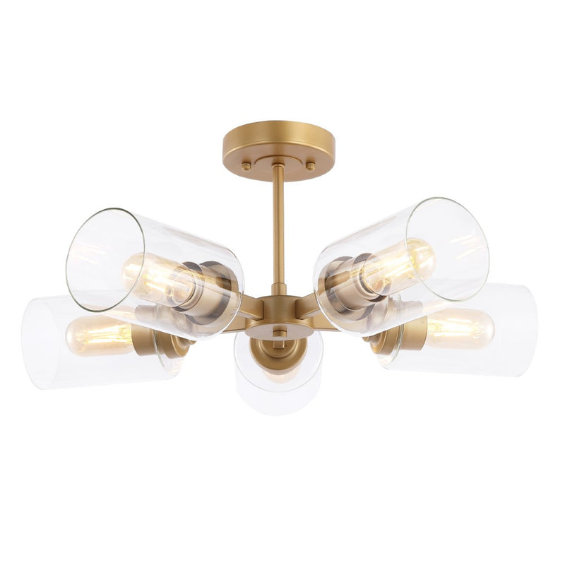 Jaymes 20" Farmhouse Industrial Iron Cylinder LED Semi Flush Mount - JONATHAN Y