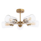 Jaymes 20" Farmhouse Industrial Iron Cylinder LED Semi Flush Mount - JONATHAN Y