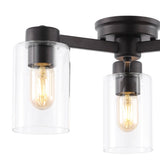Orville 17" Farmhouse Industrial Iron Cylinder LED Semi Flush Mount - JONATHAN Y