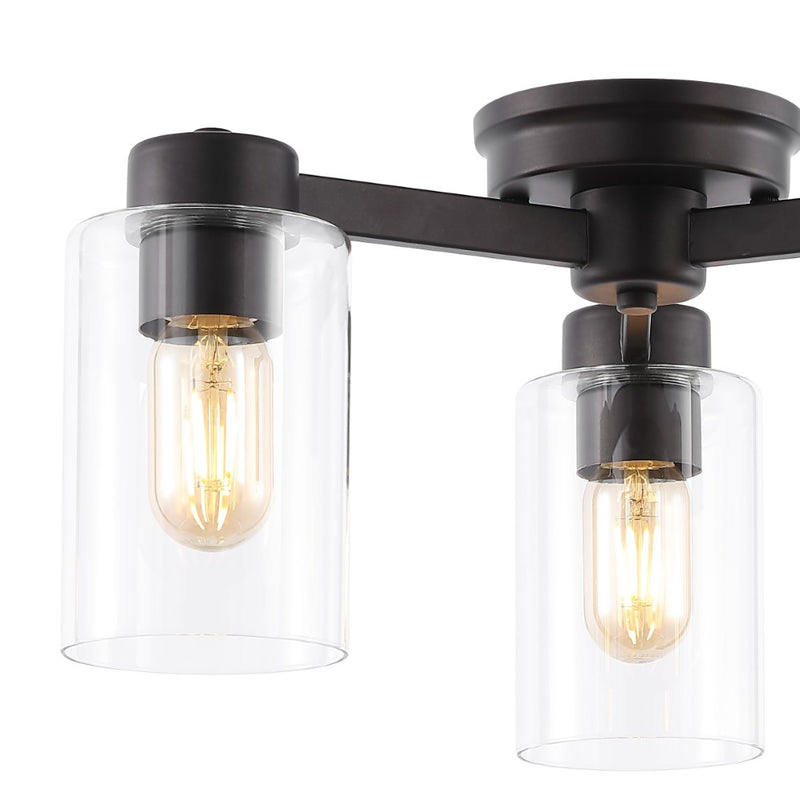 Orville 17" Farmhouse Industrial Iron Cylinder LED Semi Flush Mount - JONATHAN Y