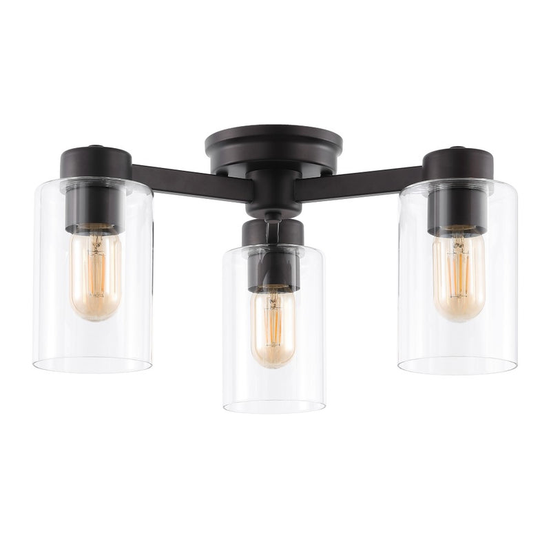 Orville 17" Farmhouse Industrial Iron Cylinder LED Semi Flush Mount - JONATHAN Y