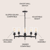 Orpheus 24" Farmhouse Industrial Iron Cylinder LED Chandelier - JONATHAN Y