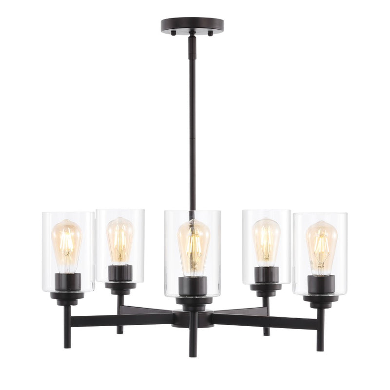 Orpheus 24" Farmhouse Industrial Iron Cylinder LED Chandelier - JONATHAN Y