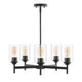 Orpheus 24" Farmhouse Industrial Iron Cylinder LED Chandelier - JONATHAN Y