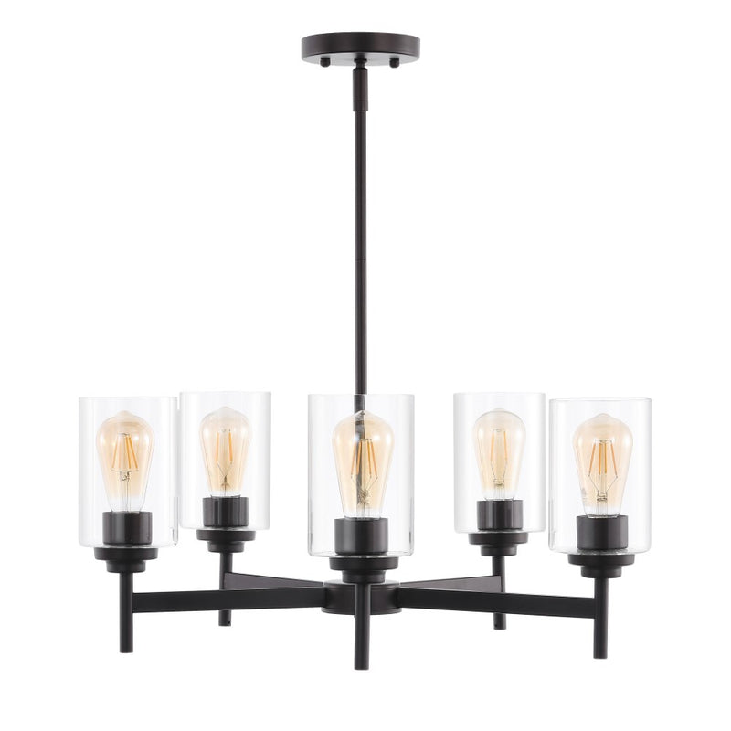 Orpheus 24" Farmhouse Industrial Iron Cylinder LED Chandelier - JONATHAN Y