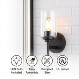 Juno Farmhouse Industrial Iron Cylinder LED Sconce Oil Rubbed Bronze/Clear – ICONS