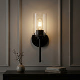 Juno Farmhouse Industrial Iron Cylinder LED Sconce Black/Clear – AI-ON