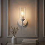 Juno Farmhouse Industrial Iron Cylinder LED Sconce White/Clear – AI-ON
