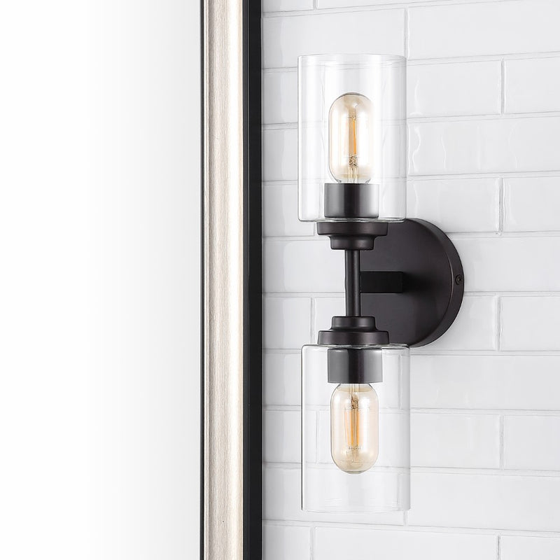 Cera Farmhouse Industrial Iron Cylinder LED Sconce - JONATHAN Y