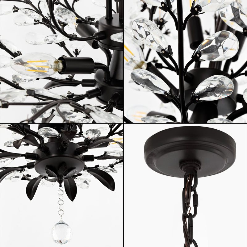 Diantha 28.5" 7-Light Contemporary Bohemian Iron/Acrylic LED Pendant - JONATHAN Y