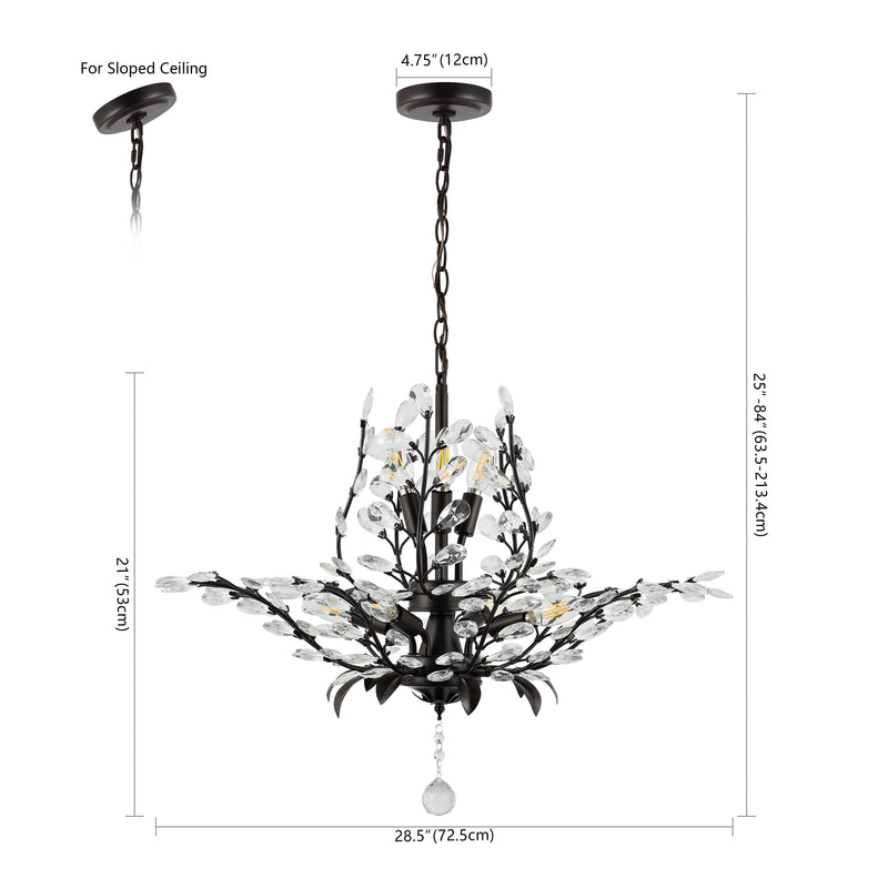 Diantha 28.5" 7-Light Contemporary Bohemian Iron/Acrylic LED Pendant - JONATHAN Y