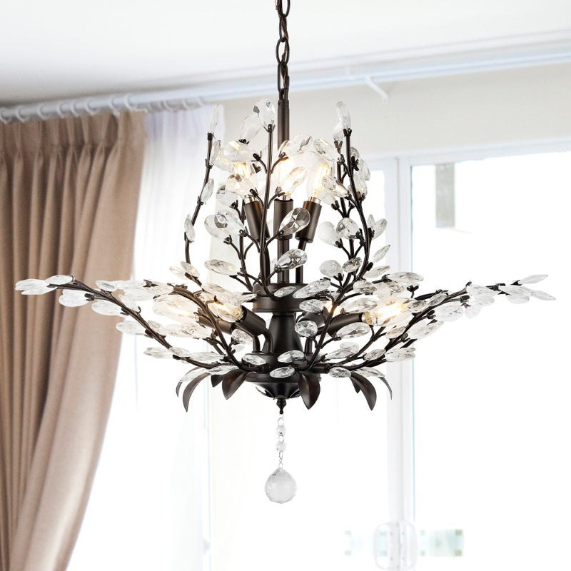 Diantha 28.5" 7-Light Contemporary Bohemian Iron/Acrylic LED Pendant - JONATHAN Y