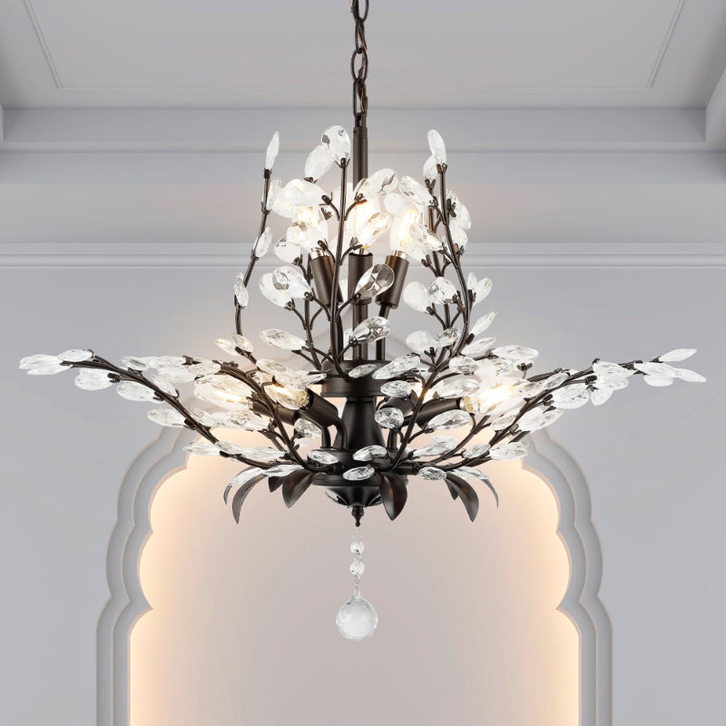 Diantha 28.5" 7-Light Contemporary Bohemian Iron/Acrylic LED Pendant - JONATHAN Y