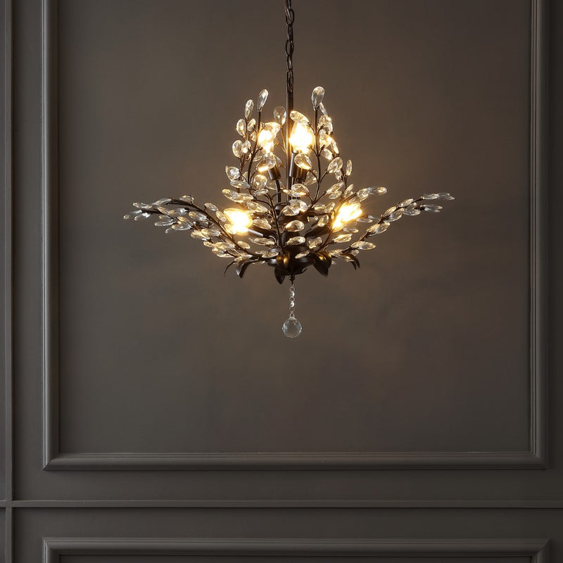 Diantha 28.5" 7-Light Contemporary Bohemian Iron/Acrylic LED Pendant - JONATHAN Y