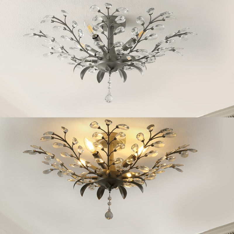 Elisana 26" ontemporary Bohemian Iron/Acrylic LED Semi Flush Mount - JONATHAN Y