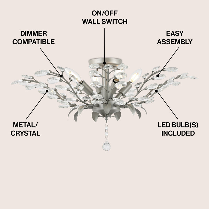 Elisana 26" ontemporary Bohemian Iron/Acrylic LED Semi Flush Mount - JONATHAN Y