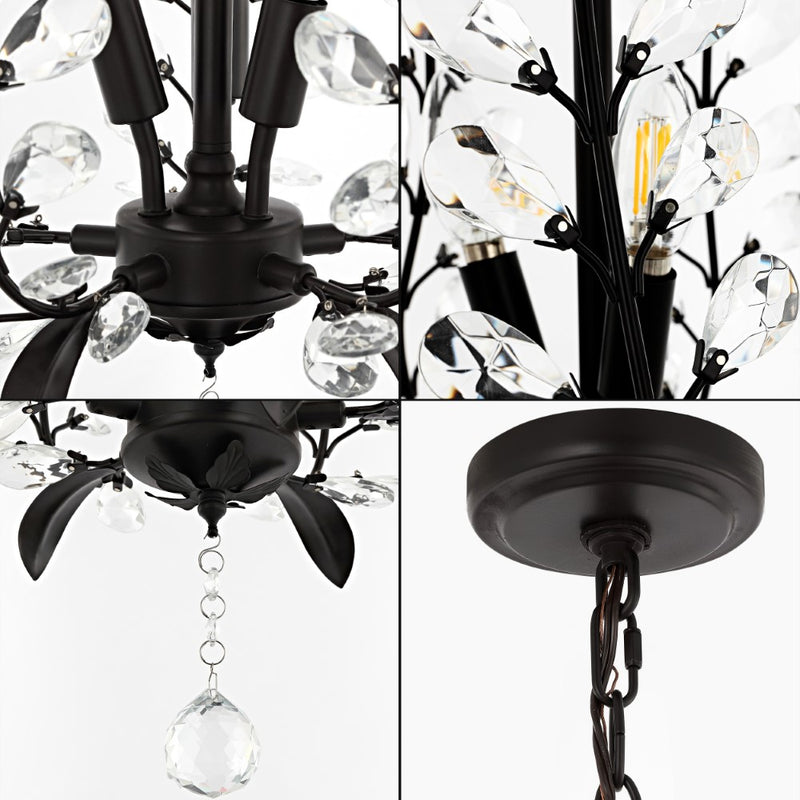 Diantha 28.5" 7-Light Contemporary Bohemian Iron/Acrylic LED Pendant - JONATHAN Y
