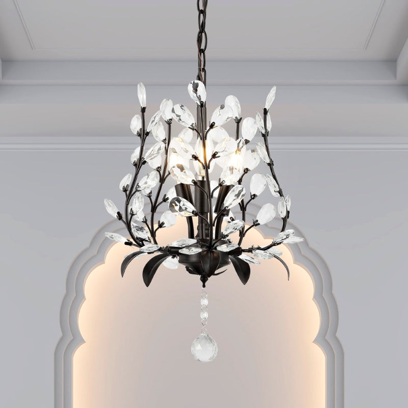Diantha 28.5" 7-Light Contemporary Bohemian Iron/Acrylic LED Pendant - JONATHAN Y