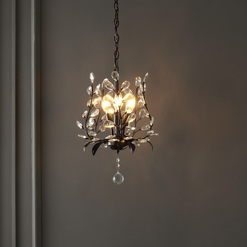 Diantha 28.5" 7-Light Contemporary Bohemian Iron/Acrylic LED Pendant - JONATHAN Y