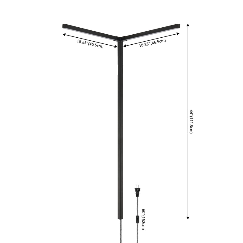 Madsen 18.25" 2-Light Modern Minimalist Iron Integrated Plug-In LED Sconce for Ceiling Corner - JONATHAN Y