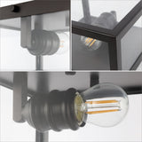 Eleanor 8" Farmhouse Industrial Square Iron/Glass Case LED Flush Mount - JONATHAN Y