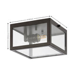 Eleanor 8" Farmhouse Industrial Square Iron/Glass Case LED Flush Mount - JONATHAN Y