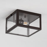 Eleanor 8" Farmhouse Industrial Square Iron/Glass Case LED Flush Mount - JONATHAN Y