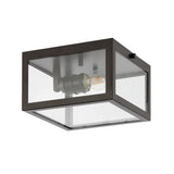 Eleanor 8" Farmhouse Industrial Square Iron/Glass Case LED Flush Mount - JONATHAN Y