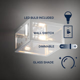 Eleanor 8" Farmhouse Industrial Square Iron/Glass Case LED Flush Mount - JONATHAN Y