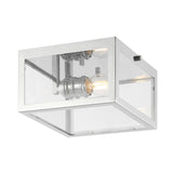 Eleanor 8" Farmhouse Industrial Square Iron/Glass Case LED Flush Mount - JONATHAN Y