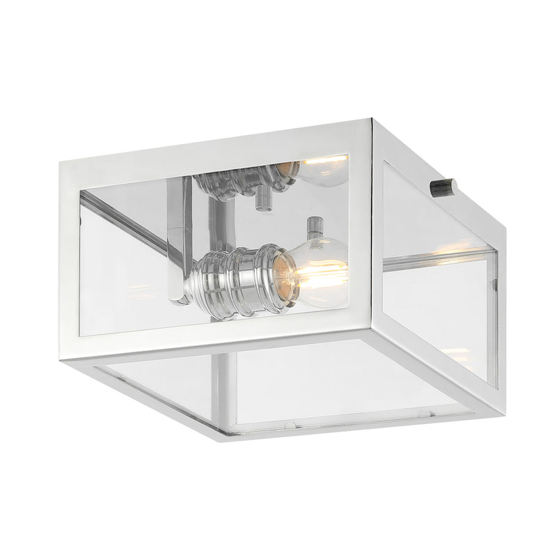 Eleanor 8" Farmhouse Industrial Square Iron/Glass Case LED Flush Mount - JONATHAN Y