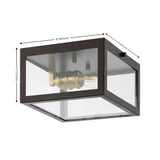 Eleanor 8" Farmhouse Industrial Square Iron/Glass Case LED Flush Mount