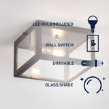 Eleanor 8" Farmhouse Industrial Square Iron/Glass Case LED Flush Mount