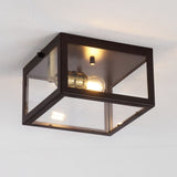 Eleanor 8" Farmhouse Industrial Square Iron/Glass Case LED Flush Mount