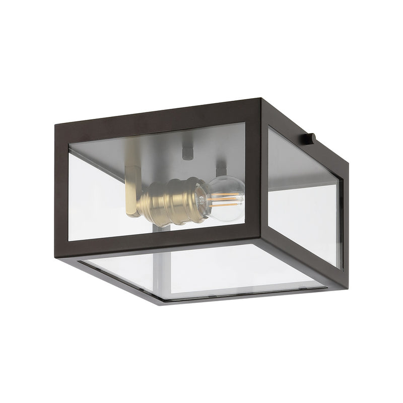 Eleanor 8" Farmhouse Industrial Square Iron/Glass Case LED Flush Mount