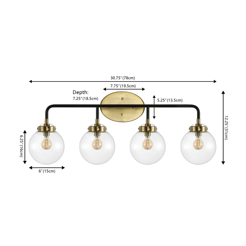 Caleb Brass Vanity Wall Sconce Clear