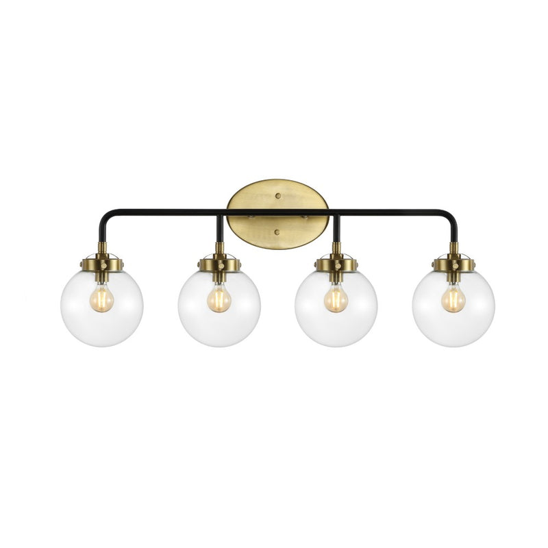 Caleb Brass Vanity Wall Sconce Clear