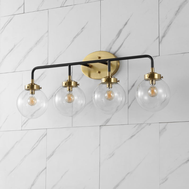 Caleb Brass Vanity Wall Sconce Clear