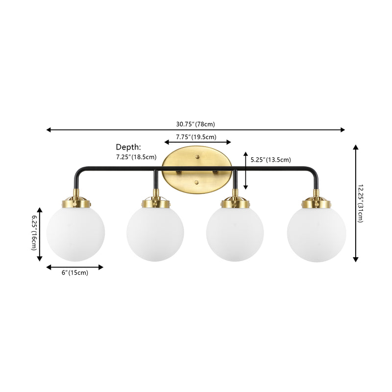 Caleb Brass Vanity Wall Sconce Frosted