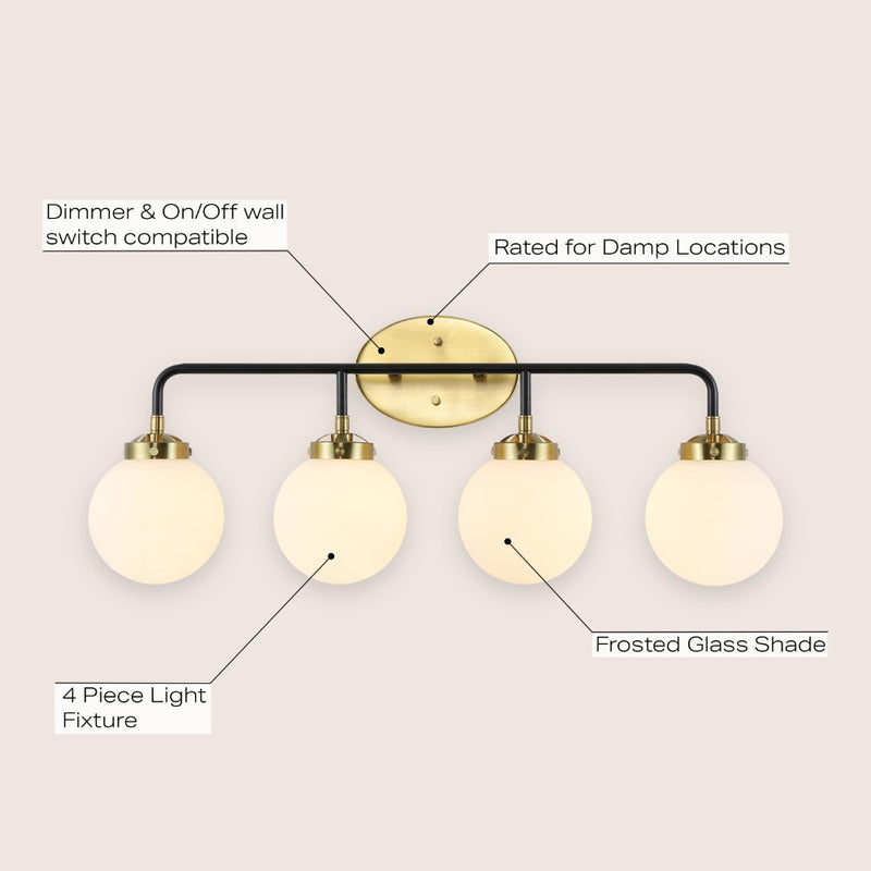 Caleb Brass Vanity Wall Sconce Frosted