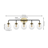 Caleb Brass Vanity Wall Sconce Clear