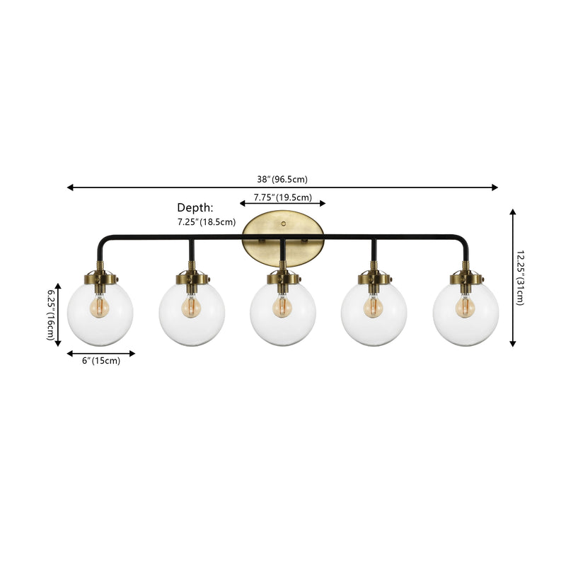 Caleb Brass Vanity Wall Sconce Clear