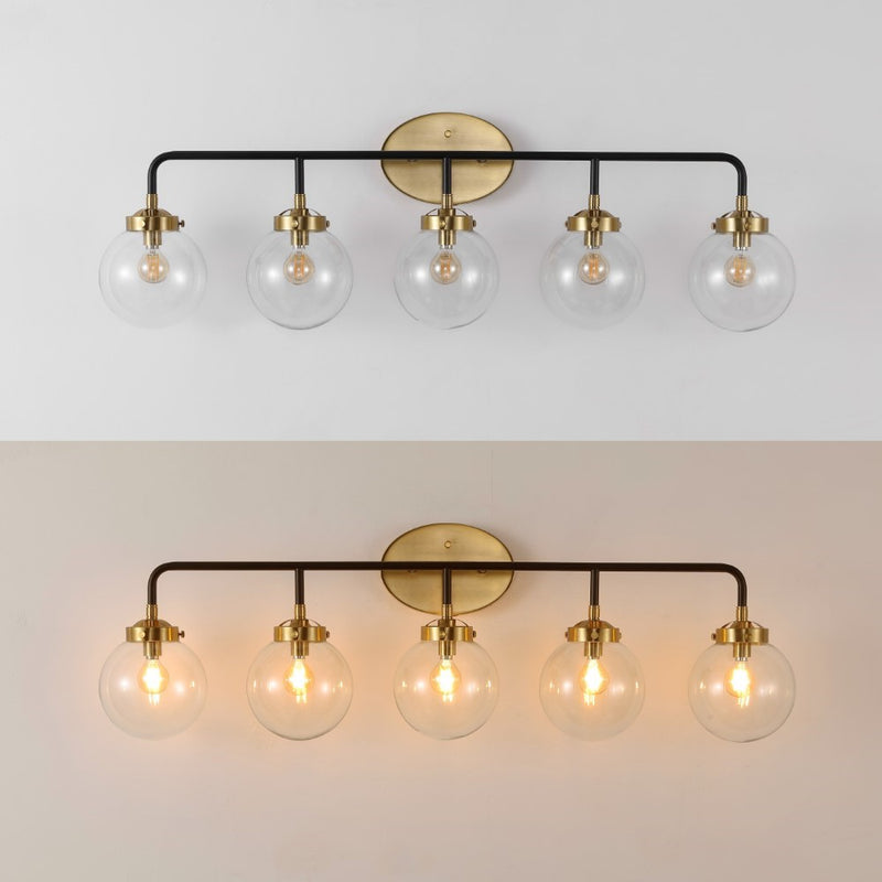 Caleb Brass Vanity Wall Sconce Clear