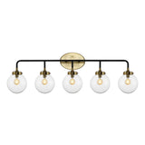 Caleb Brass Vanity Wall Sconce Clear