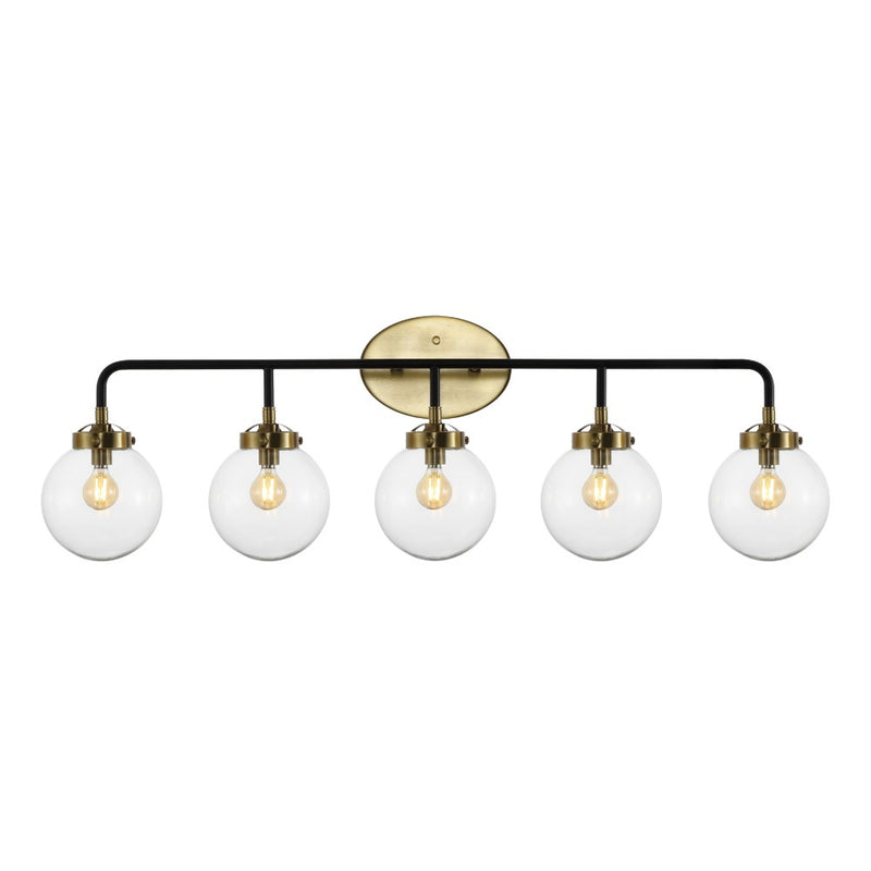 Caleb Brass Vanity Wall Sconce Clear