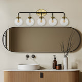Caleb Brass Vanity Wall Sconce Clear