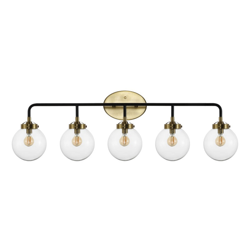 Caleb Brass Vanity Wall Sconce Clear