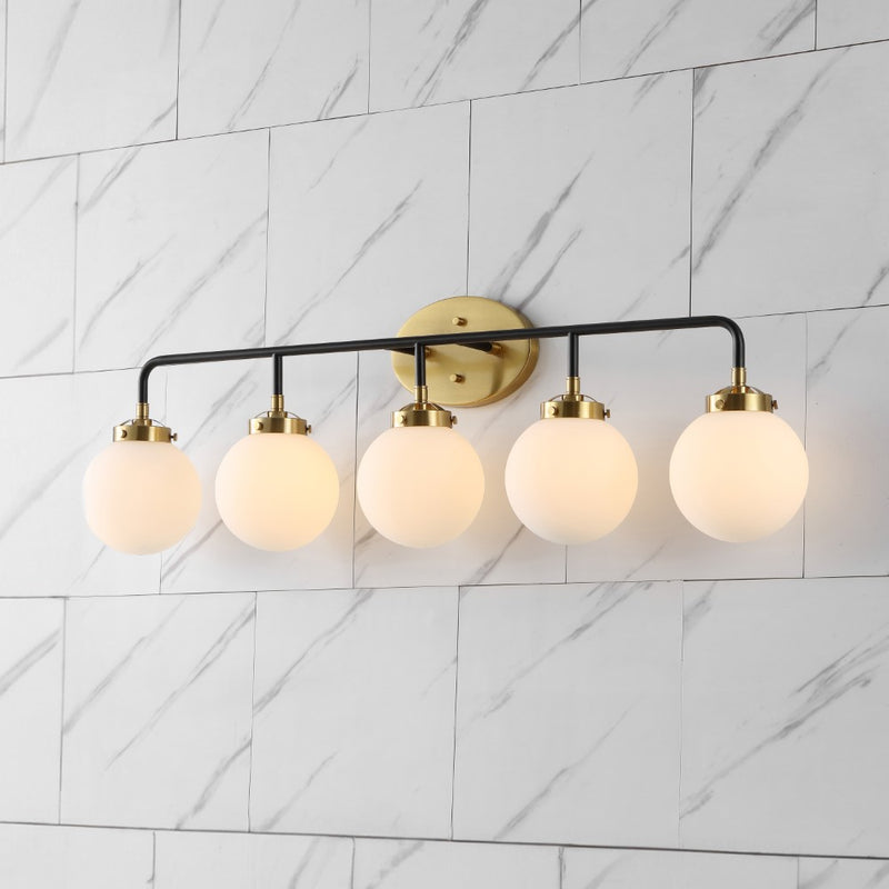 Caleb Brass Vanity Wall Sconce Frosted